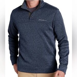 Eddie Bauer Radiator Fleece Snapmock Sweater Pullover Men's Large Blue